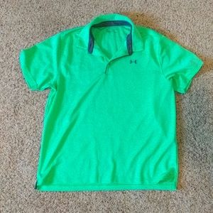 Under Armour heat gear polo bright green short sleeve shirt